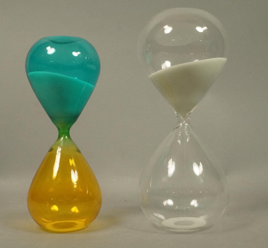 2 Art Glass Modern Hourglass Sculptures. Two tone (1 of 7)