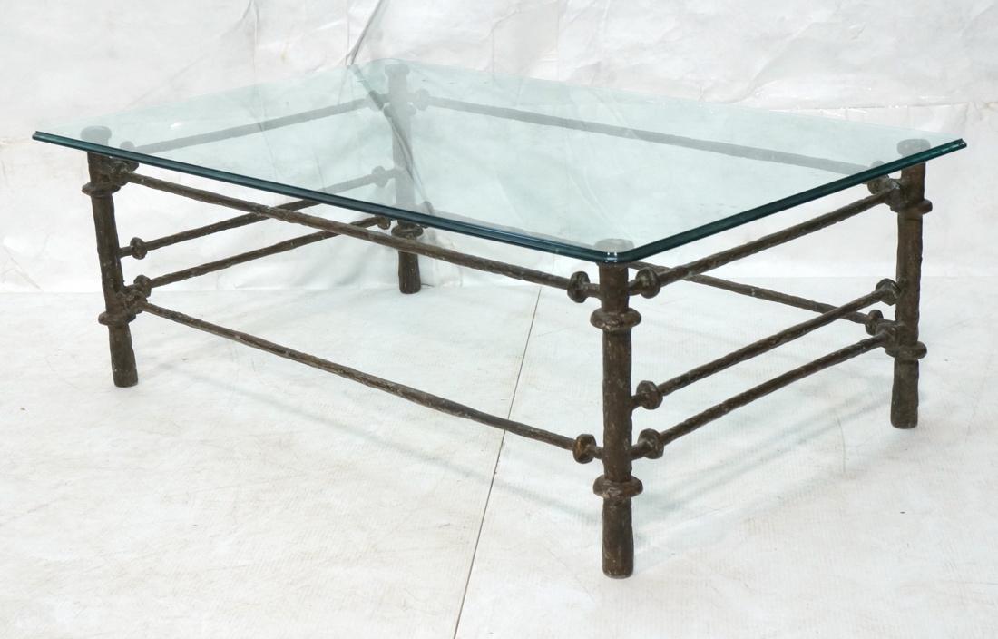 ILANA GOOR style Metal Steel Glass Top Coffee Tab (1 of 10)