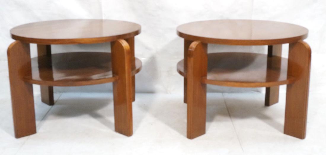 Pr Art Deco Oversized End Tables. Mahogany two ti (1 of 10)