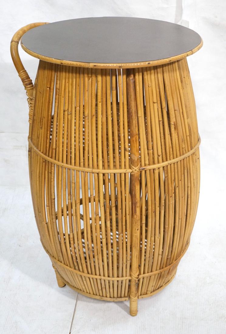 Rattan MIAMI MODERN Drum Form Bar Cart. Brown lam (1 of 8)