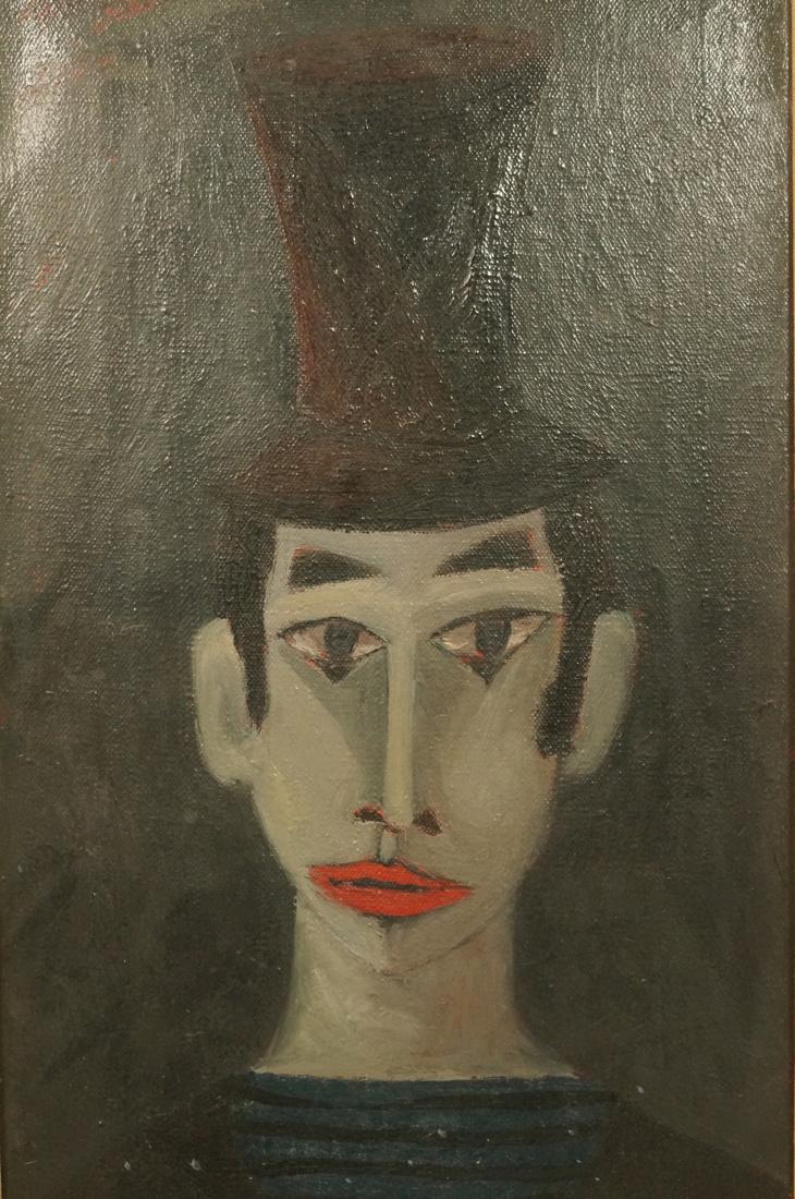 Benjamin Levy Oil Painting Mime with Top Hat. (1 of 6)