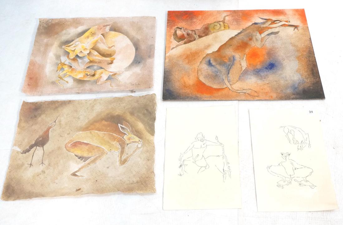 5 pc after TOLEDO Drawings Paintings. 2 pencil si (1 of 7)