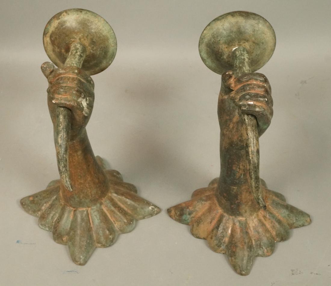 Pr Metal Figural Hand Wall Candle Sconces. Both l (1 of 7)