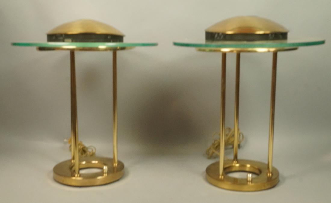 Pr Sonneman Kovacs Saturn Desk Lamps Brass and gl: Pr Sonneman Kovacs Saturn Desk Lamps Brass and glass.-- Dimensions: H: 17.5 inches: W: 15 inches: D: 15 inches ---