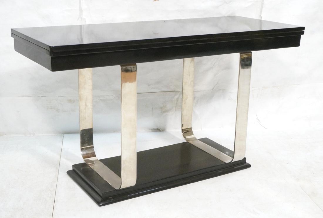 Art Deco Chrome Black Lacquer Flip Top Table. Con (1 of 5)