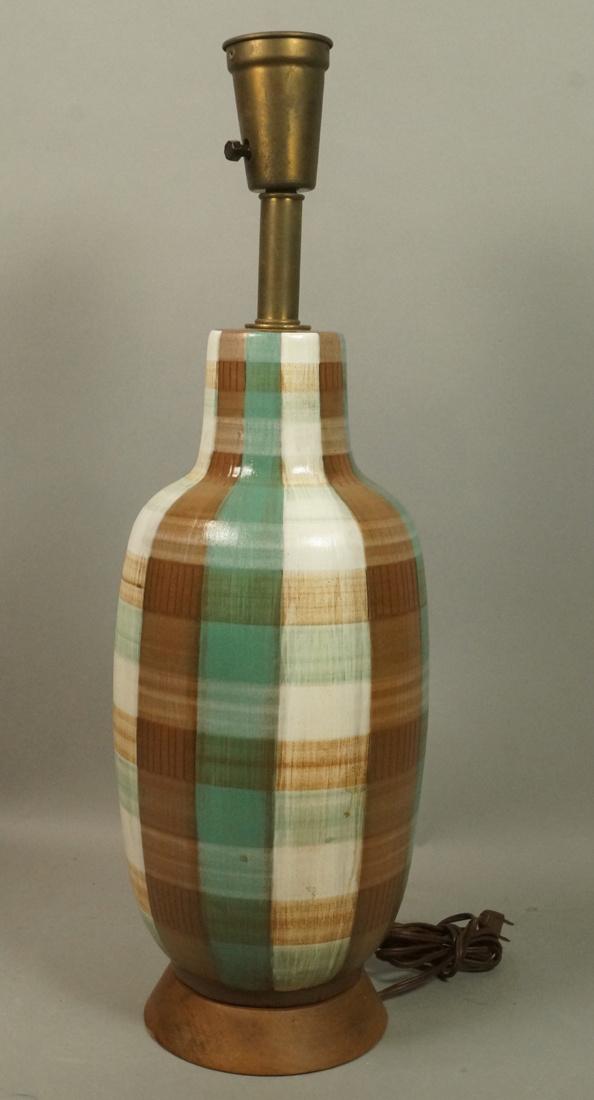 Modernist Pottery Table Lamp Striped and patchwor (1 of 9)