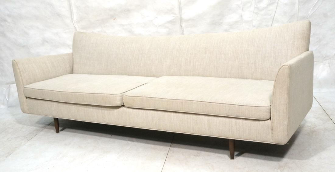 PAUL McCOBB style Beige Linen Sofa Couch. Bowed back, (1 of 10)
