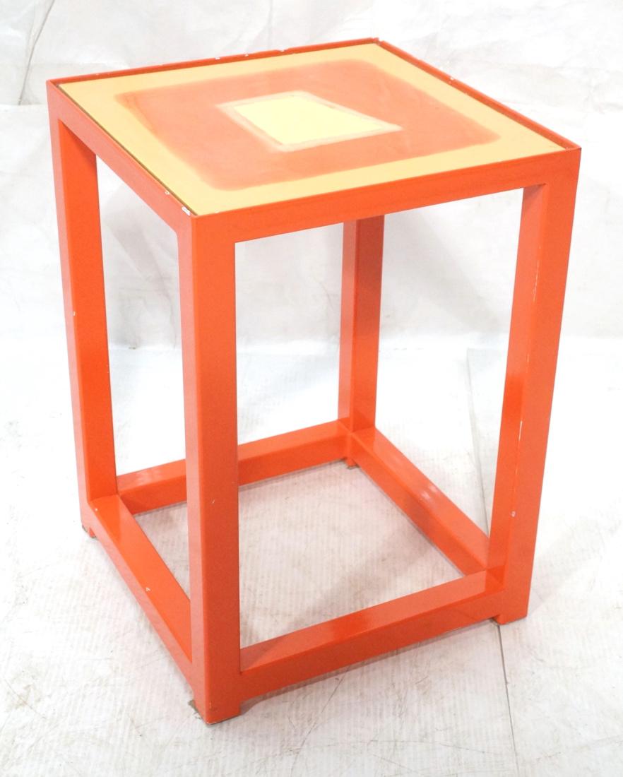 Heavy Metal Tile Top Square Side Table. 70s red e (1 of 6)