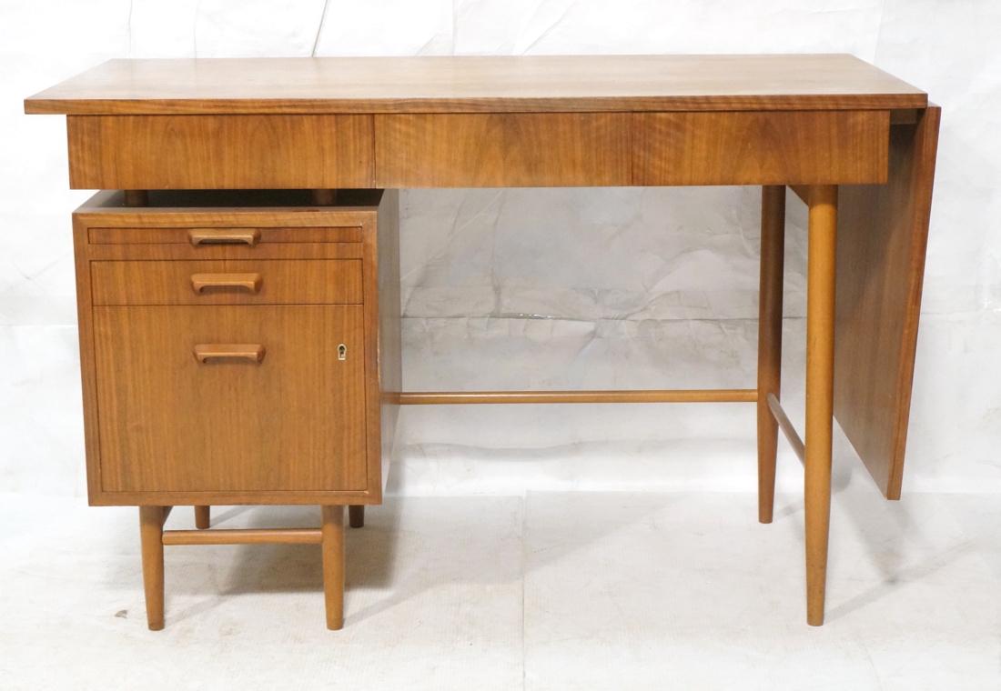 Walnut American Modern Drop Side Desk. 5 drawers (1 of 8)
