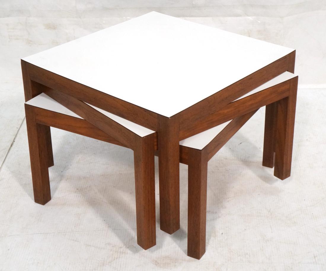 3 pc Stacking White Laminate Square Tables. Squar (1 of 7)
