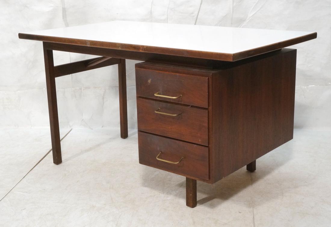 JENS RISOM White Laminate 3 Drawer Modern Desk. W (1 of 6)