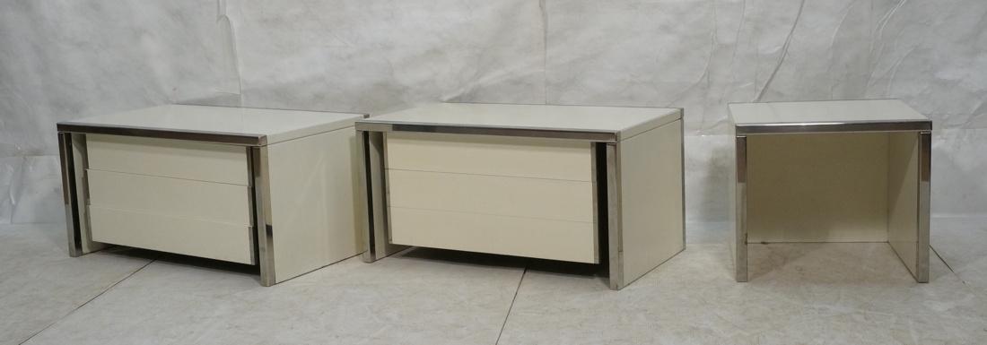 3 pc SAPORITI Modernist Chrome Cream Cabinet. Ita (1 of 10)