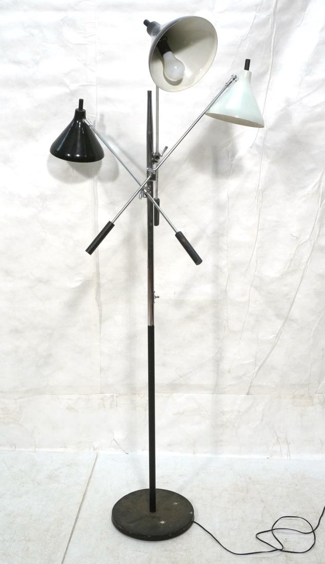 Modernist Chrome & Black 3 Arm Floor Lamp. 3 adju (1 of 9)