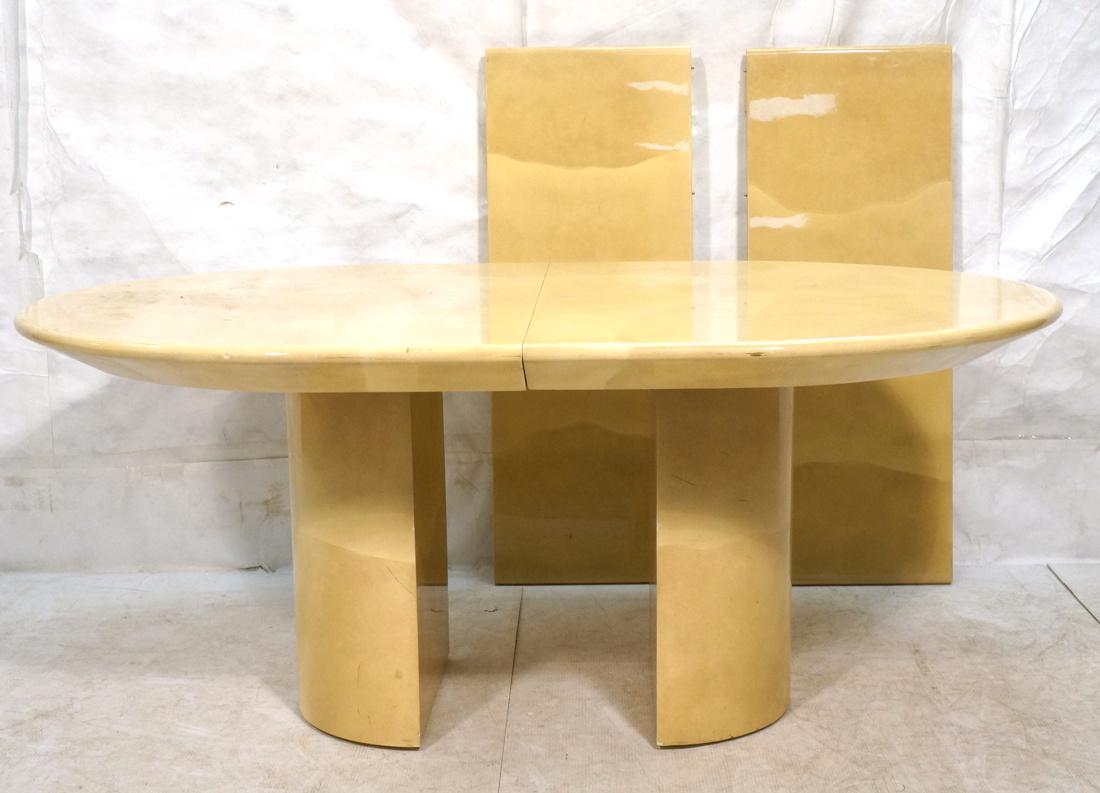 KARL SPRINGER Style Faux Lacquer Goatskin Dining (1 of 9)