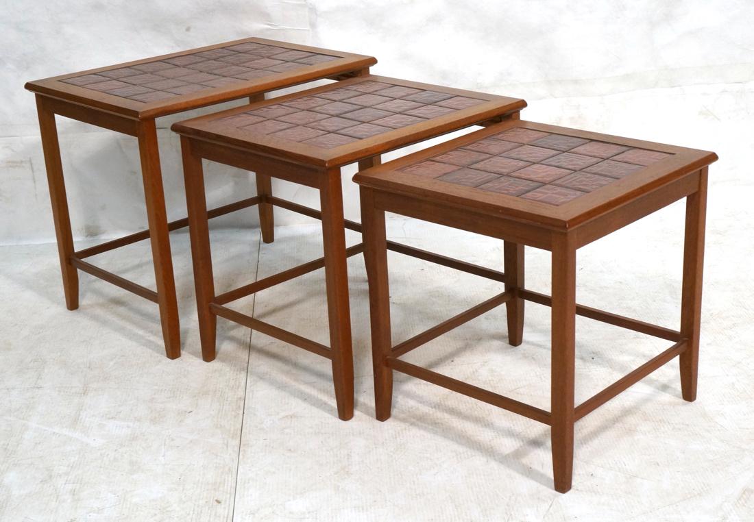 3 pc Danish Modern Teak Nesting Tables Tile Top. (1 of 9)
