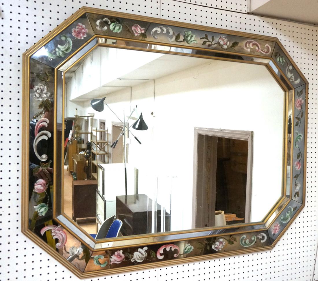 Eglomise Mirror Framed Wall Mirror. Floral and sc (1 of 8)