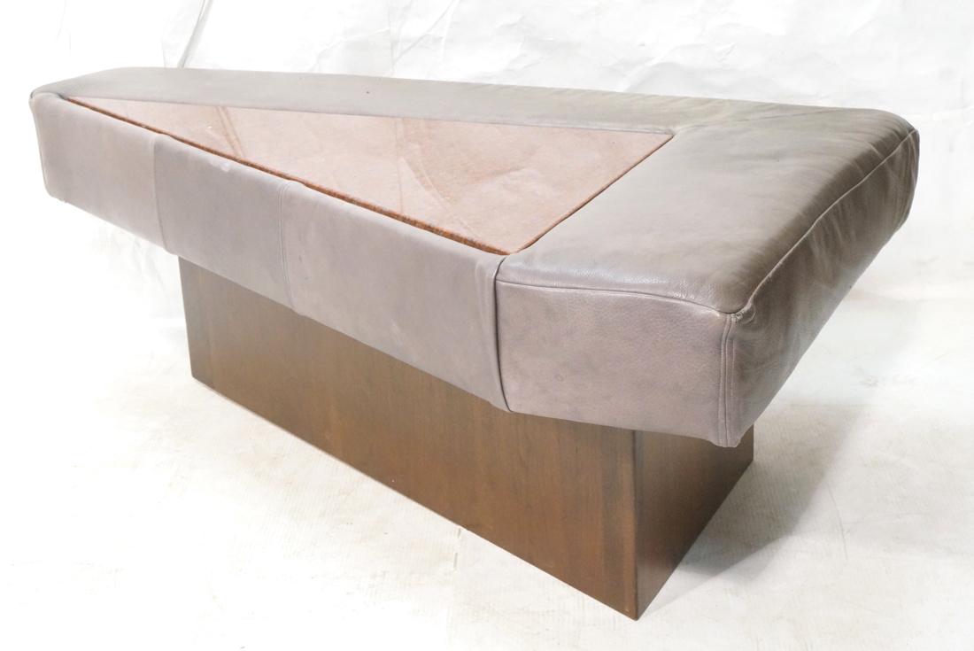 Red Granite Gray Leather Modern Wedge Bench. Waln (1 of 8)