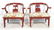 Pr CENTURY Burgundy Lacquer Asian Lounge Chairs.