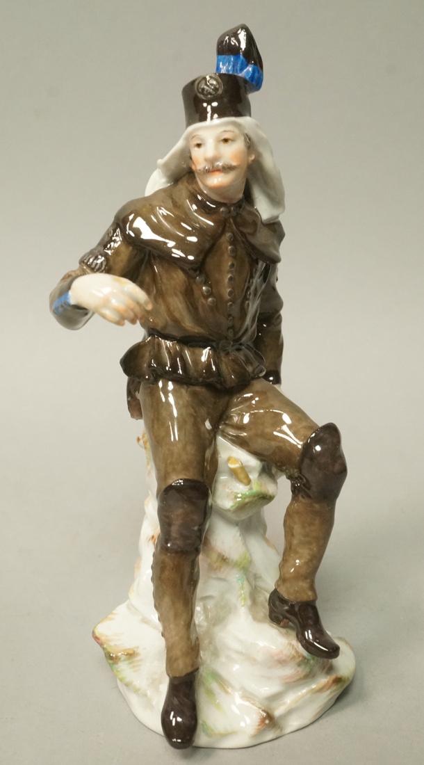 MEISSEN Figural Sculpture Soldier Military. Seate (1 of 8)