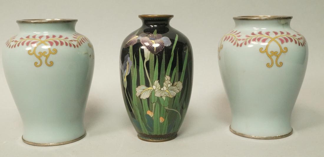 3pc Cloisonne Enamel Cabinet Vases. Fine detailed (1 of 9)