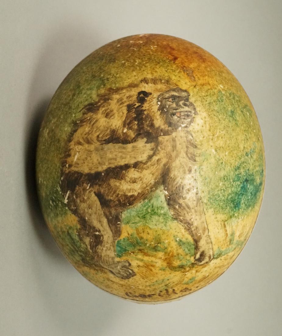 Hollow Ostrich Egg with Hand painted Gorilla. (1 of 6)