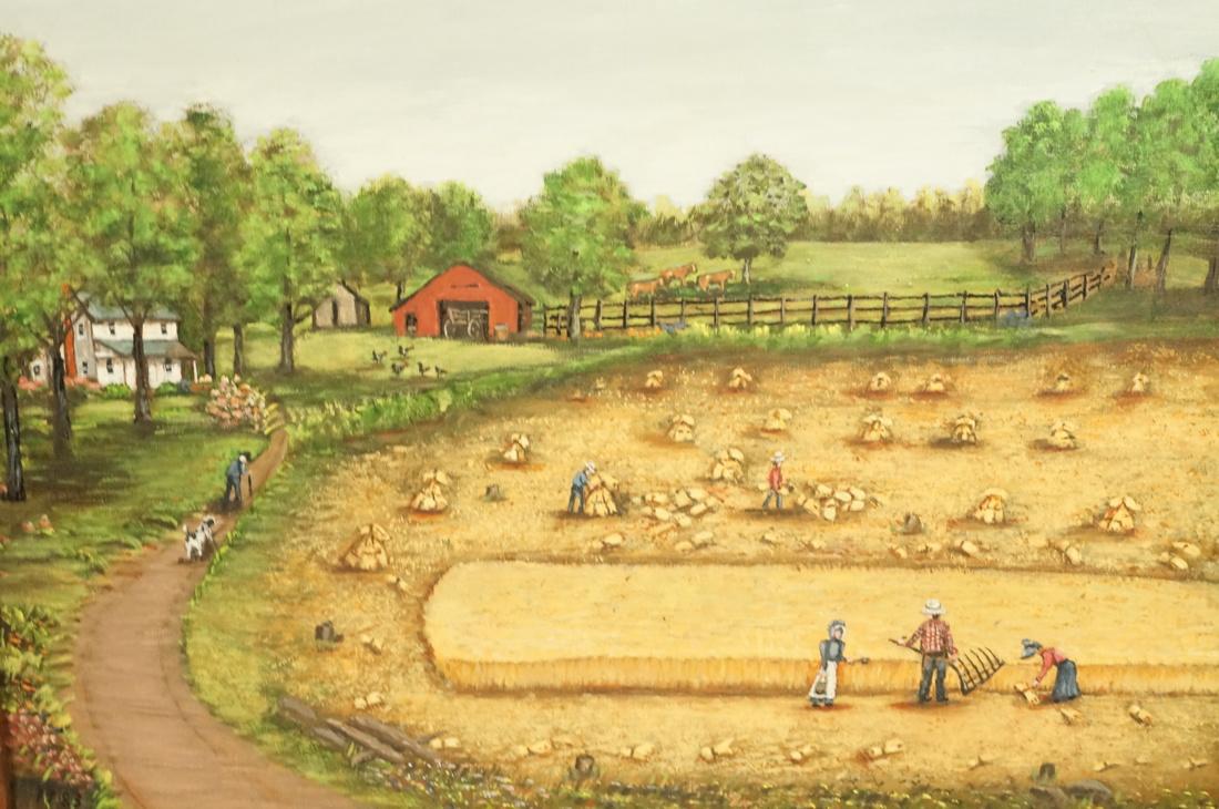 MINNIE REINHARDT OIl Painting. Primitive Farm Scene (1 of 5)