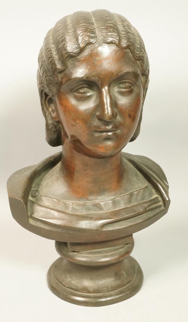Large Antique Bronze Female Portrait Bust on Base (1 of 9)