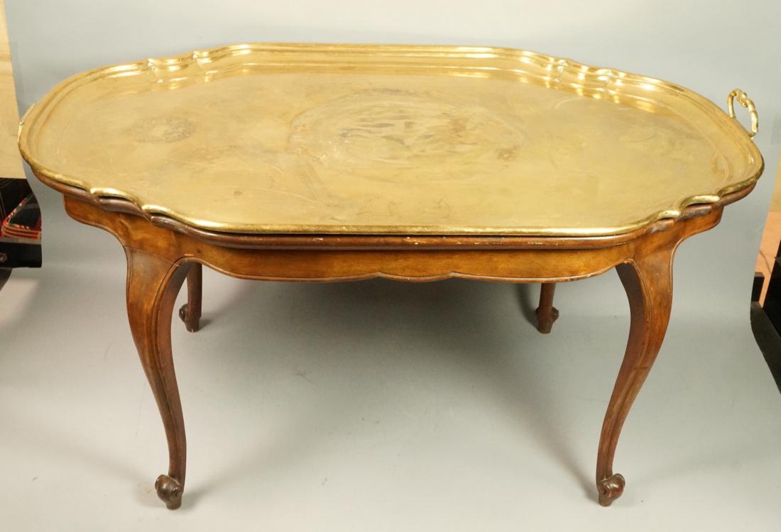 Large Brass Tray Top Coffee Table. French style L (1 of 8)