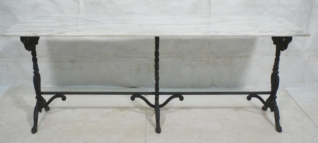 Marble Top Heavy Iron Base Console Table. Three s (1 of 8)