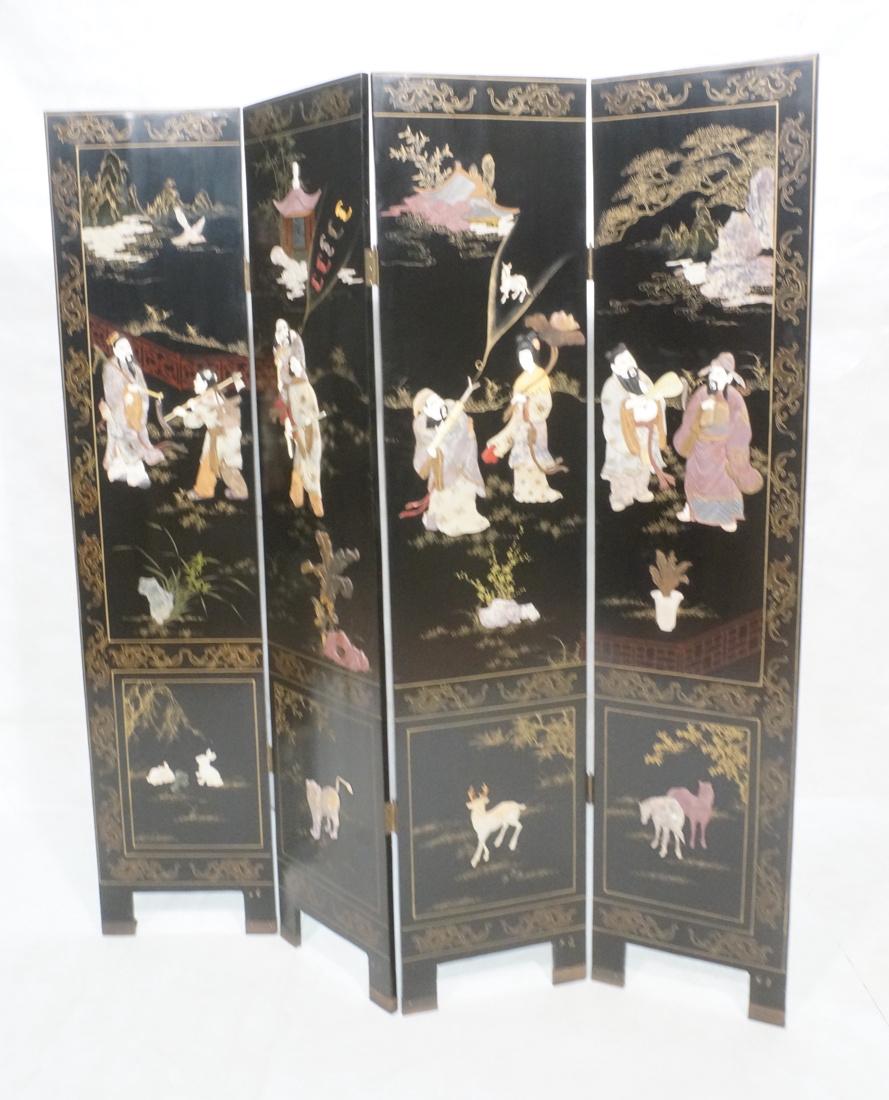 Asian 4 Panel Screen Room Divider. Aplpied Hard S (1 of 10)