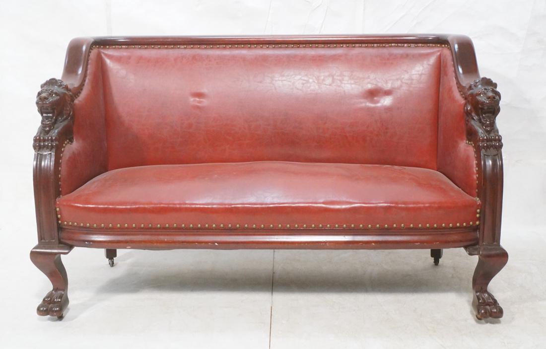 R.J. Horner Carved Lion Head Empire style Sofa Co (1 of 6)