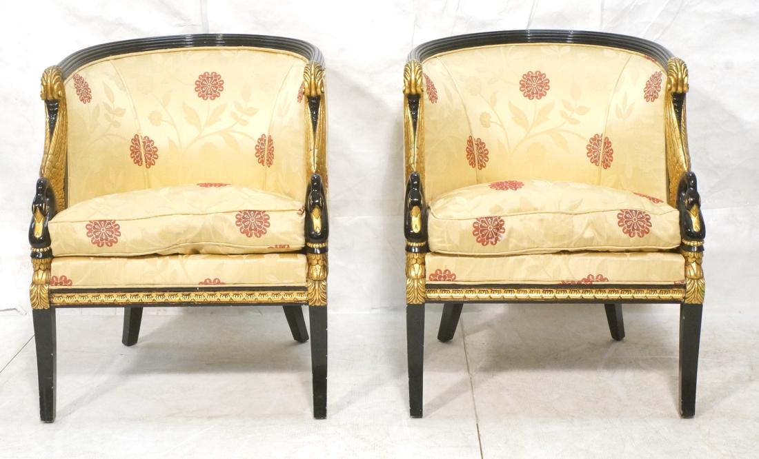 Pr French Empire style Swan Side Chairs. Ebonized (1 of 10)