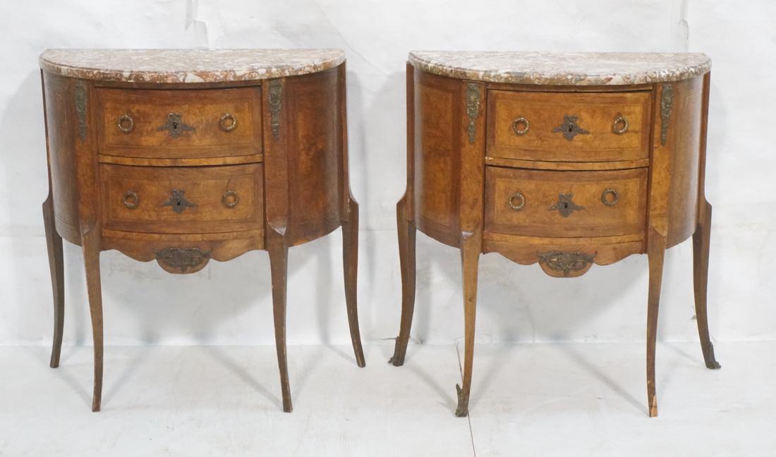 Pr Marble Top Demi Lune Side Tables Stands. Two d (1 of 10)