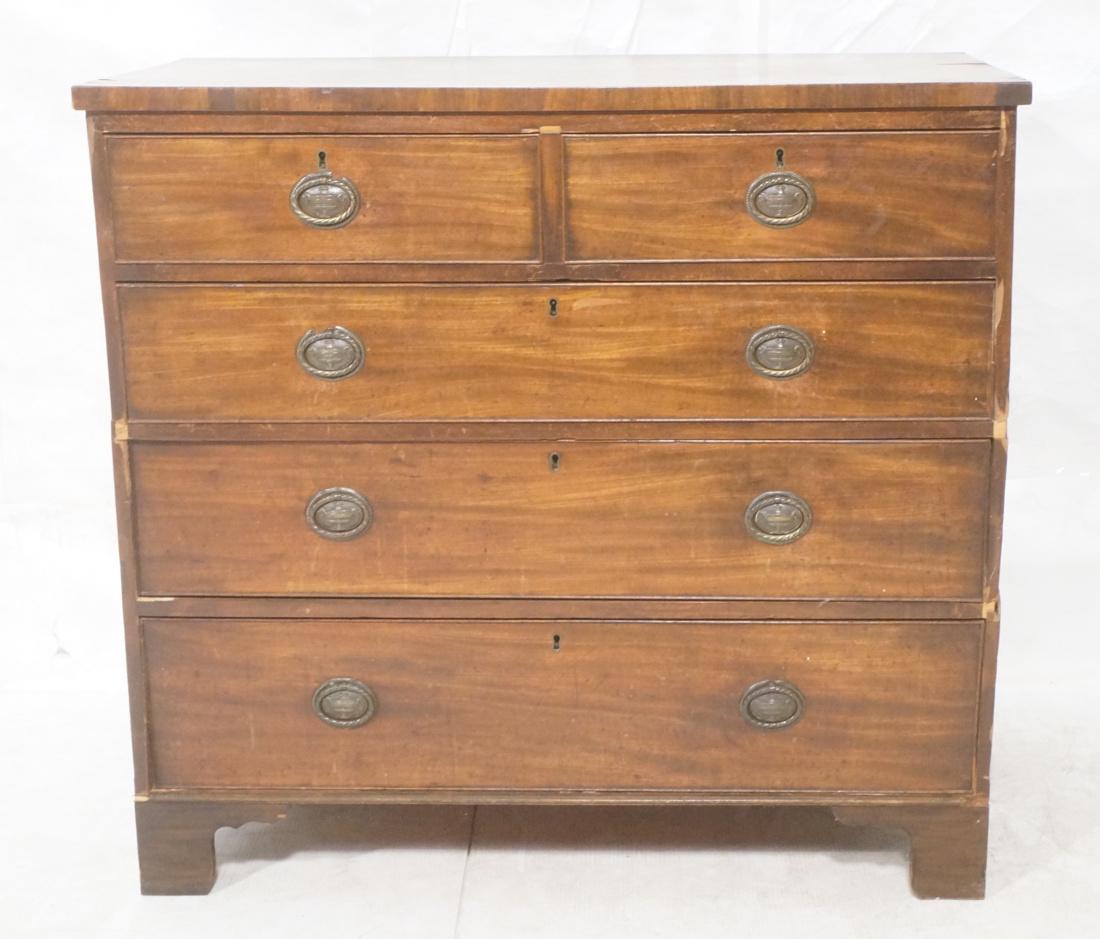 Five Drawer Mahogany Chest Drawers. Oval Metal Pu (1 of 10)
