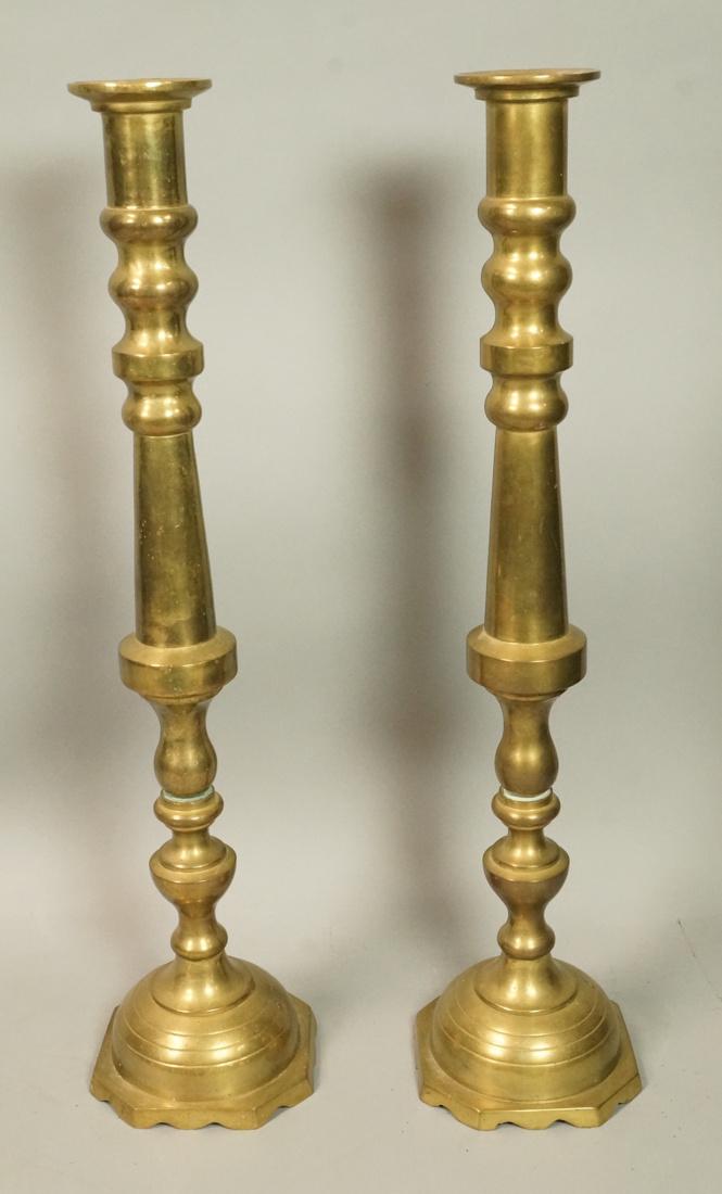 Pr 23" Tall Brass Candle Sticks. Vintage. Heavy s (1 of 6)