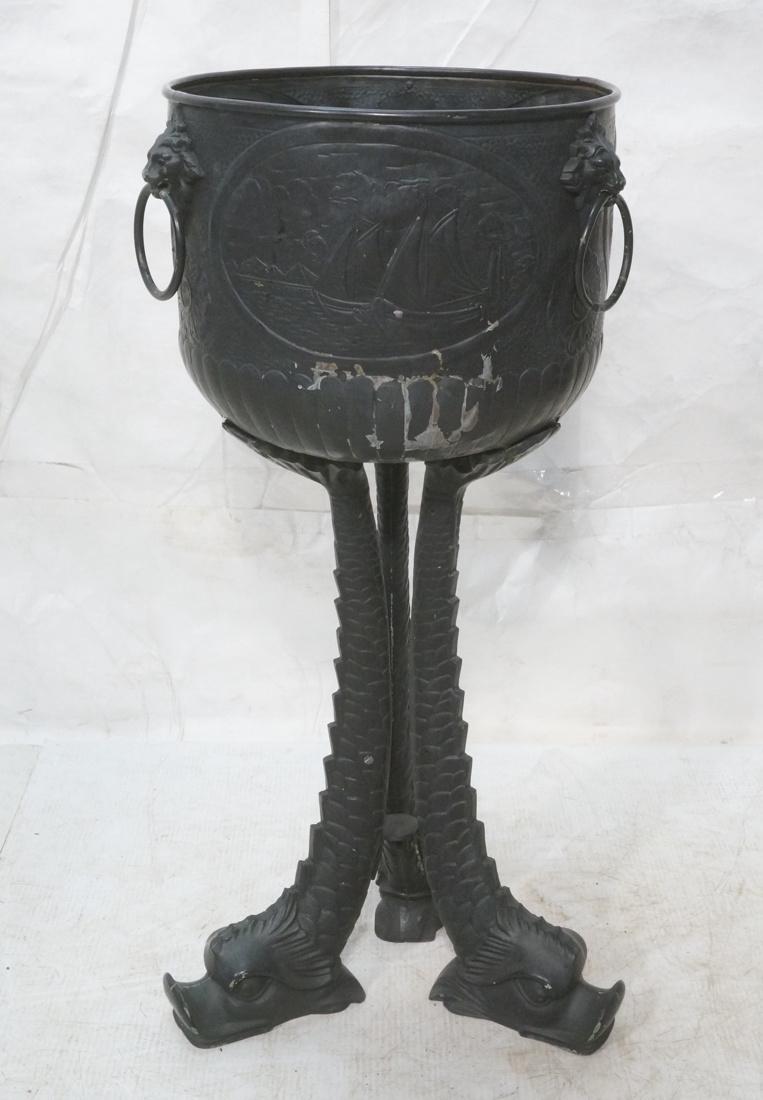 Asian Style Planter on Stand. Three Dolphin form (1 of 7)