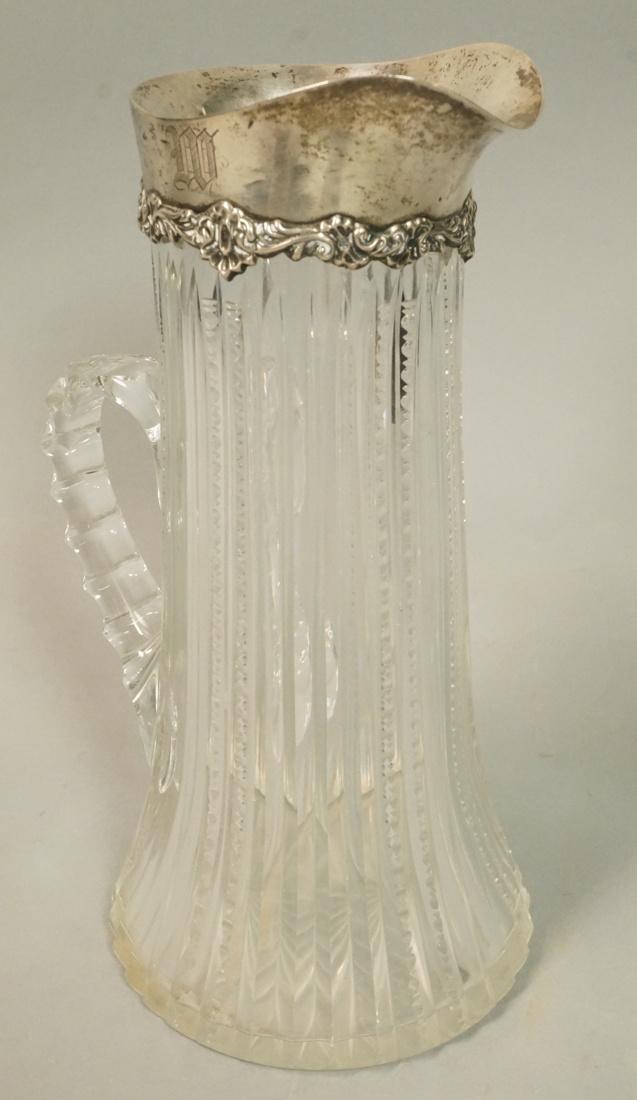 Elegant Cut Crystal Pitcher with Sterling Rim Spo (1 of 7)
