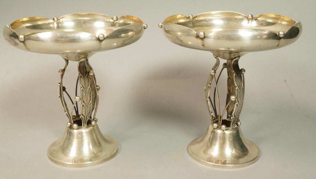 Pr Sterling Silver Modernist Compotes. Scalloped (1 of 7)