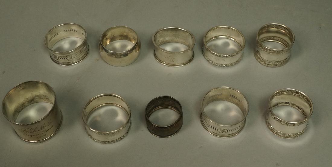 10pc Sterling Silver Vintage Napkin Rings. Some F (1 of 9)