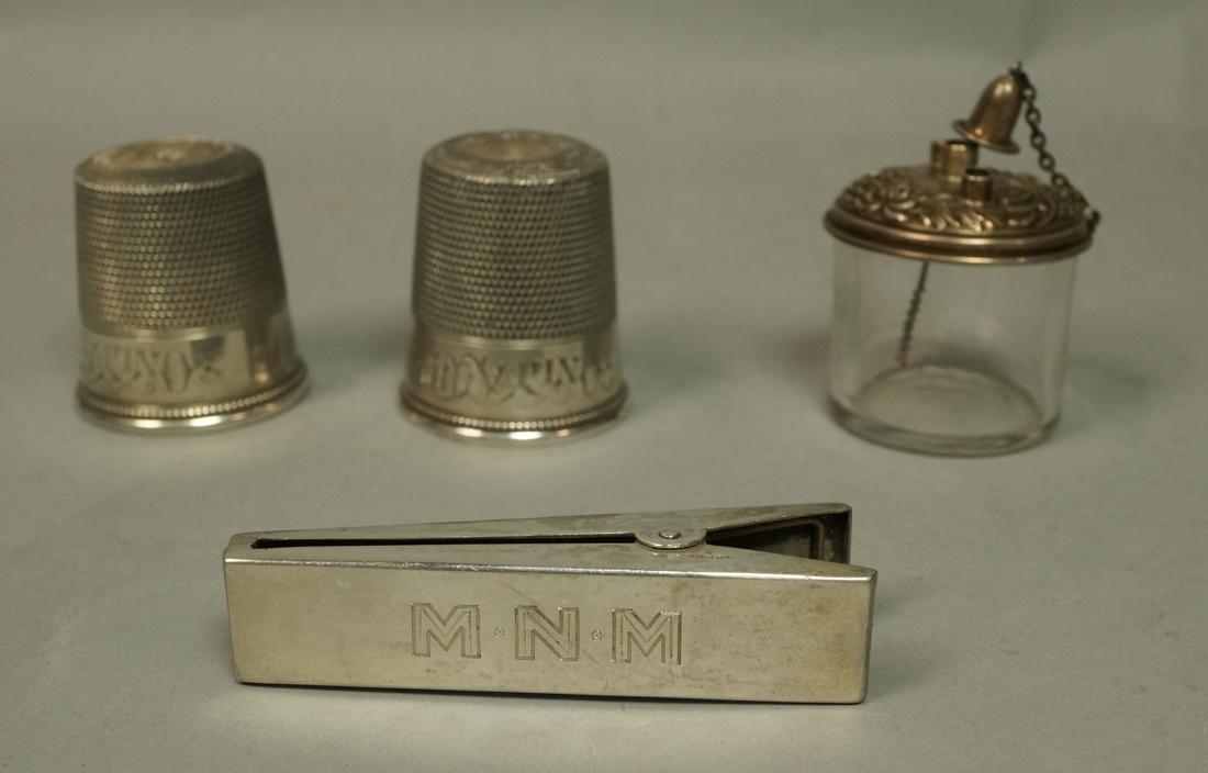 4pc Sterling Silver  Items. Pr Large Thimble Shot (1 of 9)