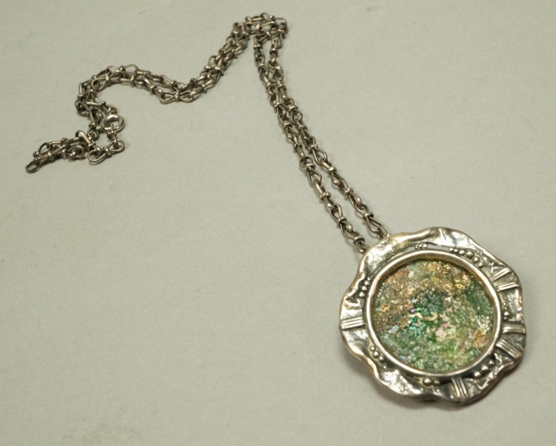 Sterling Pendant Necklace with Antique Roman Glas (1 of 4)