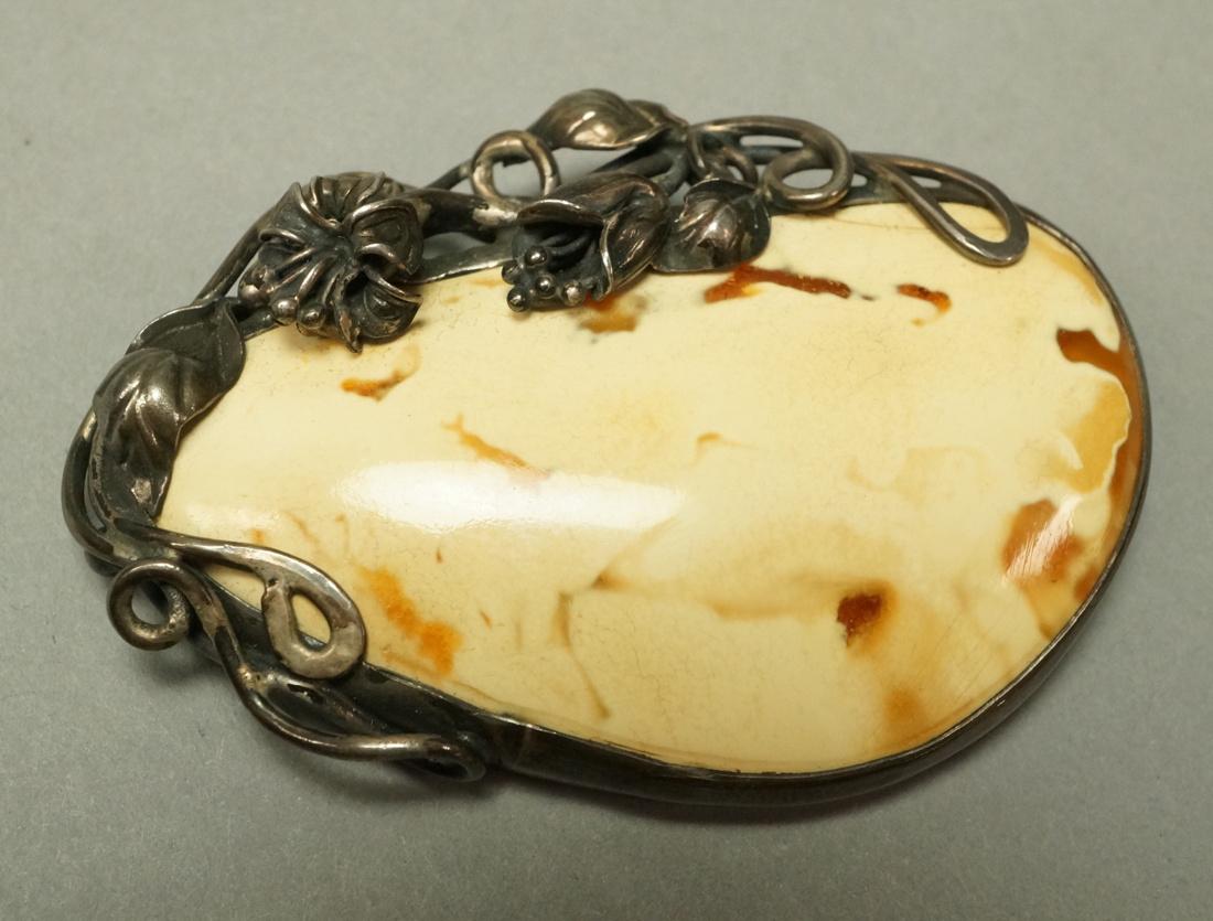 Sterling Silver Egg Yolk Amber Brooch Pin. Artisa (1 of 5)