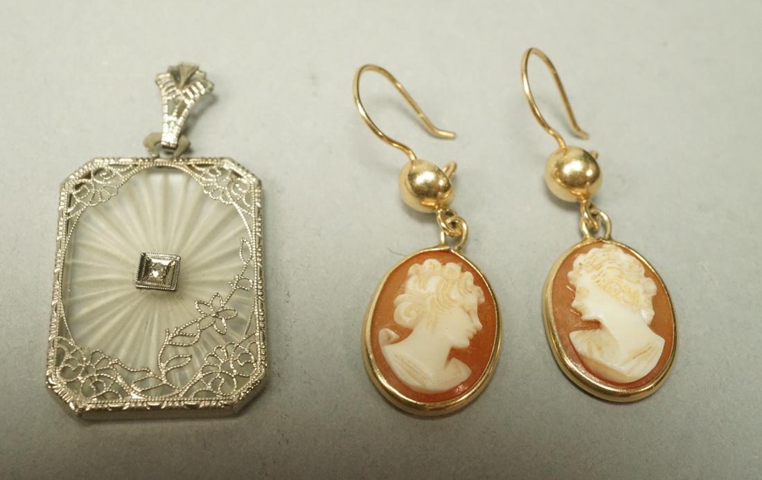 Pr 14K small carved cameo earrings. AND 14K Frost (1 of 4)