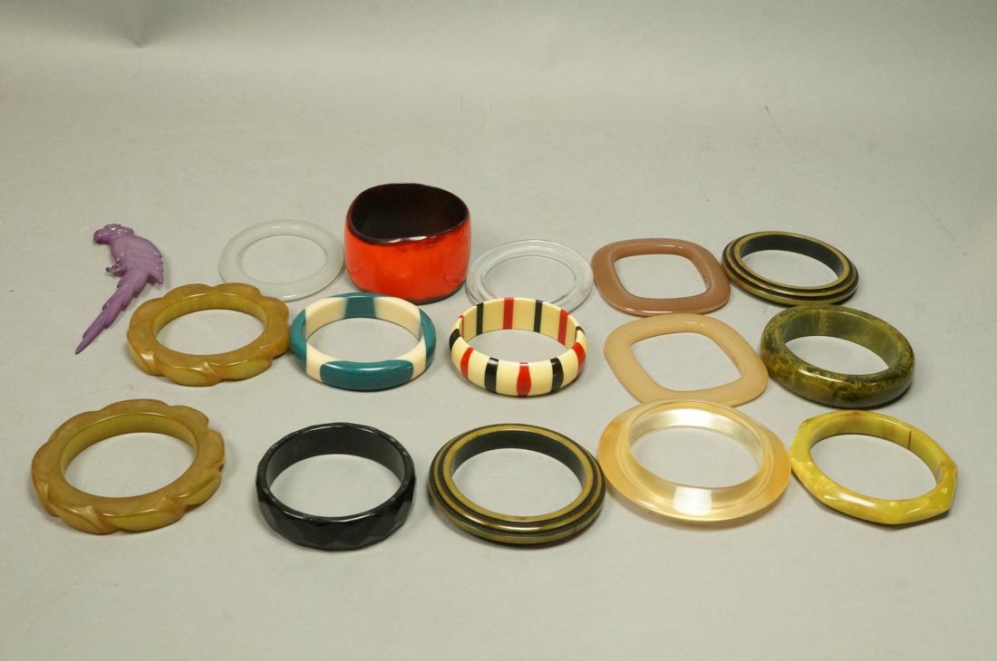 Lot 15 Bakelite & Plastic Bangle Bracelets. One c (1 of 9)