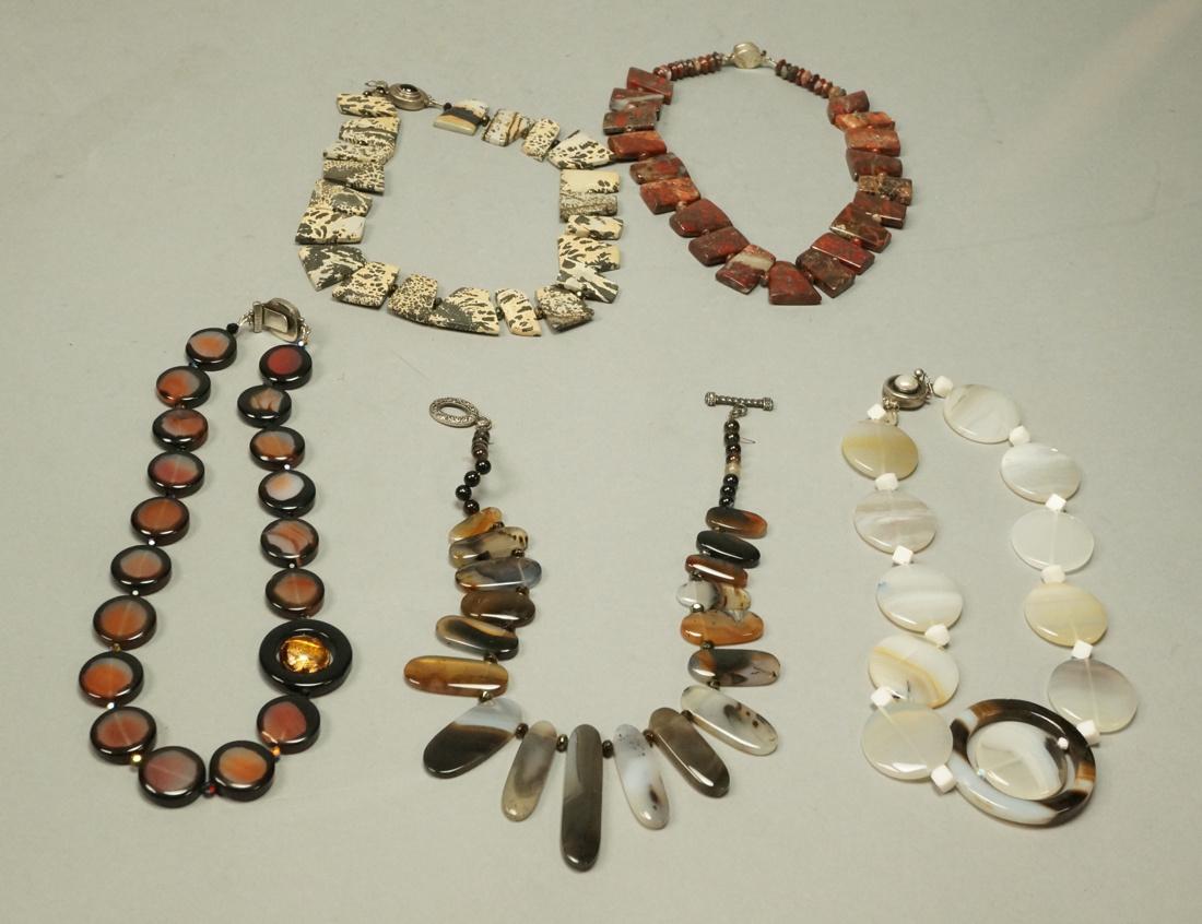Lot 5 Natural Stone Bead Necklaces. Bess Heitner. (1 of 10)