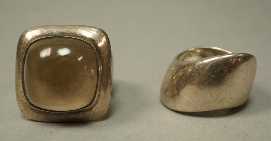 2 Modern Studio Sterling Silver Rings. 1) Heavy b (1 of 5)