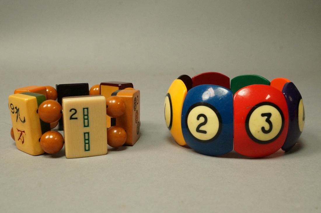 Two Bakelite Stretch Bracelets. 1) Pool Balls Sli (1 of 5)
