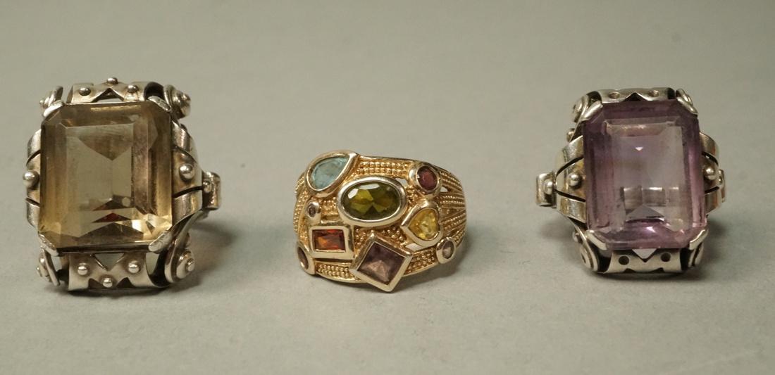 Lot 3 Large Sterling Silver  Designer Rings. 1) S (1 of 5)