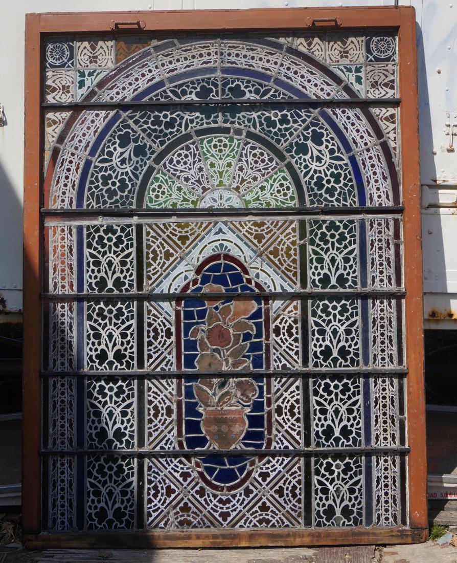 Large Antique Stained Glass Window. Some panels h (1 of 7)