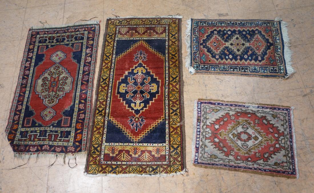 4 pcs Handmade Oriental Carpet Rugs. Mats.  Geome (1 of 8)